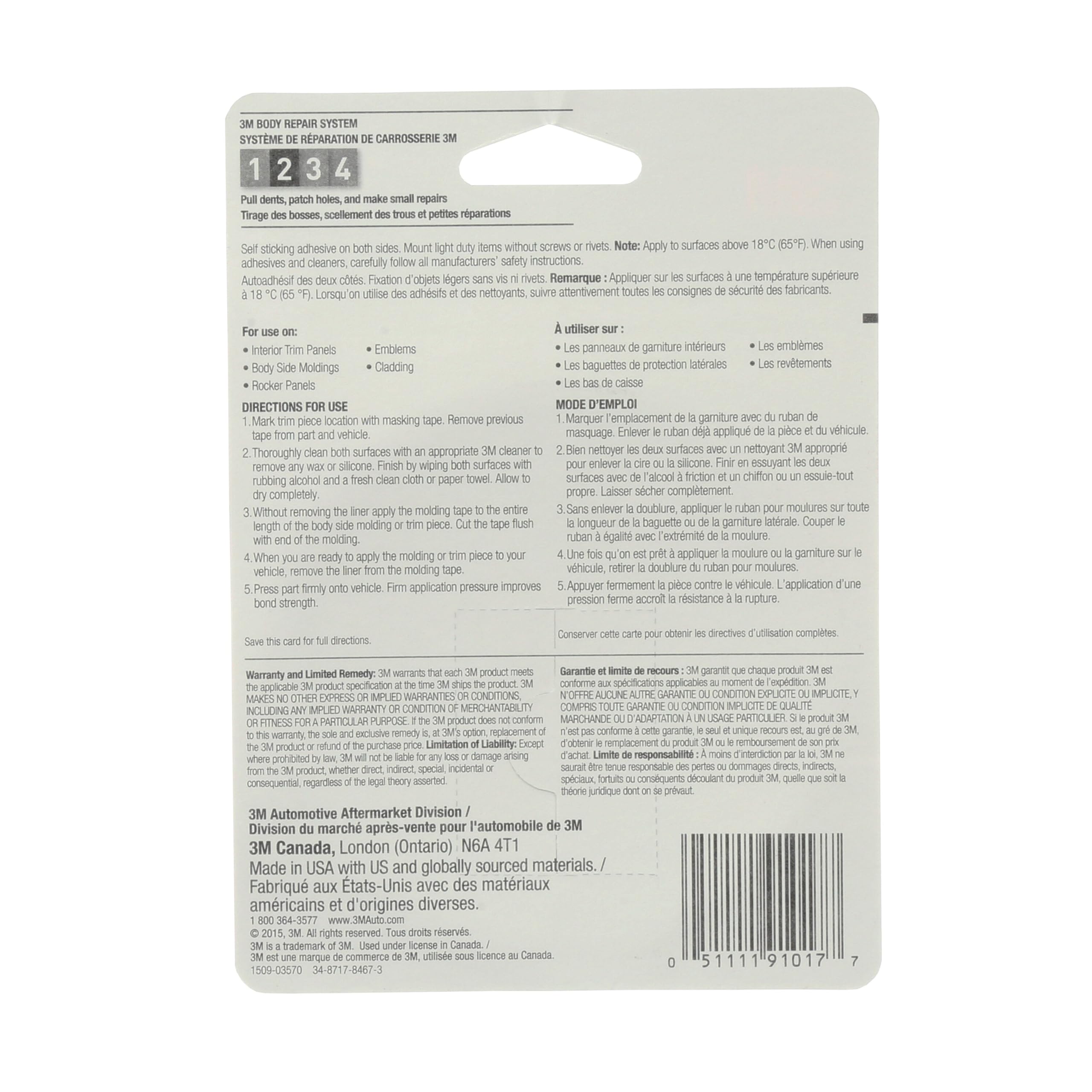 3M molding-tape temperature-range -40F to 250F performance note