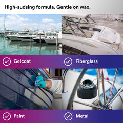 3M Perfect-It Boat Wash safe for fiberglass hull cleaning without damage.