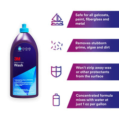 3M Perfect-It Boat Wash gelcoat-safe formula protects surfaces while removing grime.