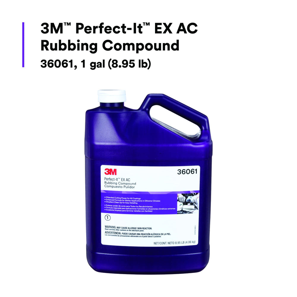 3M rubbing compound 36061 minimizes dust and sling for tidy detailing.