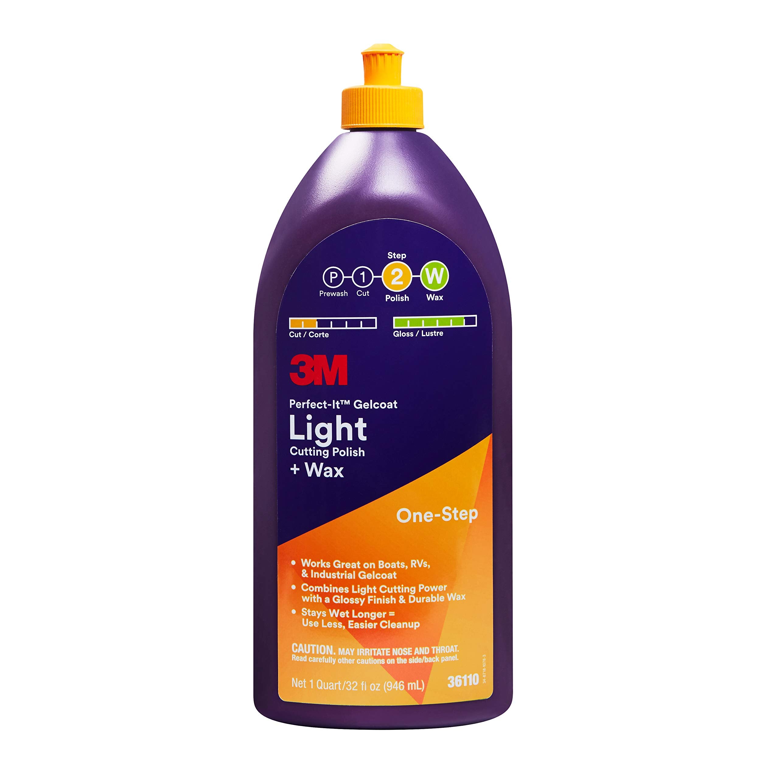 3M Perfect-It gelcoat light cutting polish + wax bottle applying a smooth shine.