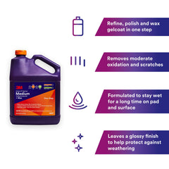 3M Perfect-It gelcoat buffer removing oxidation from fiberglass surface