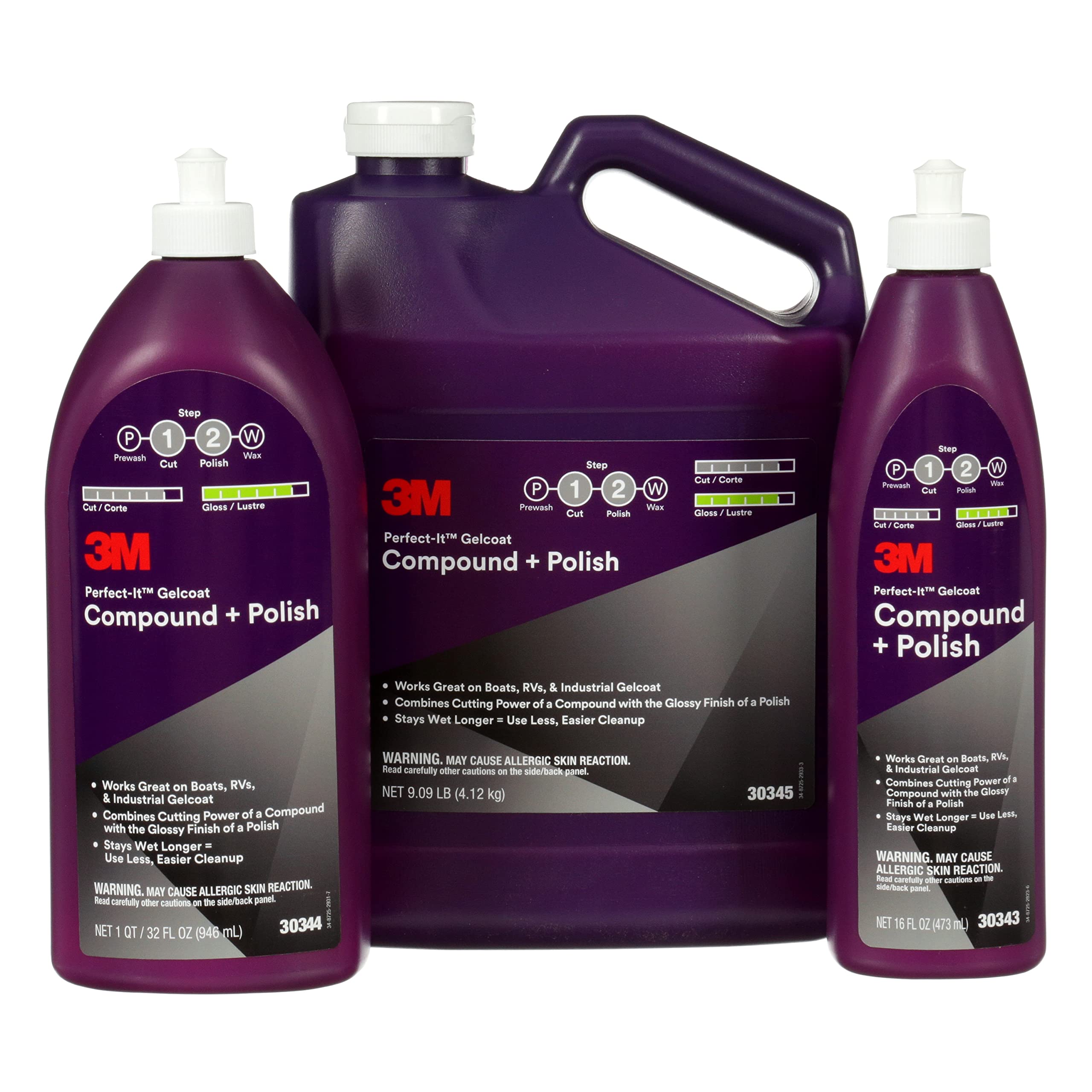 3M Perfect-It Gelcoat polishing pad shown with compound for even application.