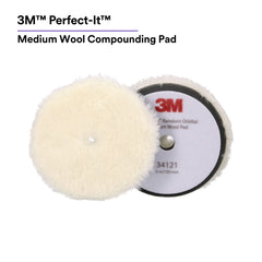 3M Perfect-It Random Orbital Medium Wool Pad close-up of wool fibers for consistent cutting.
