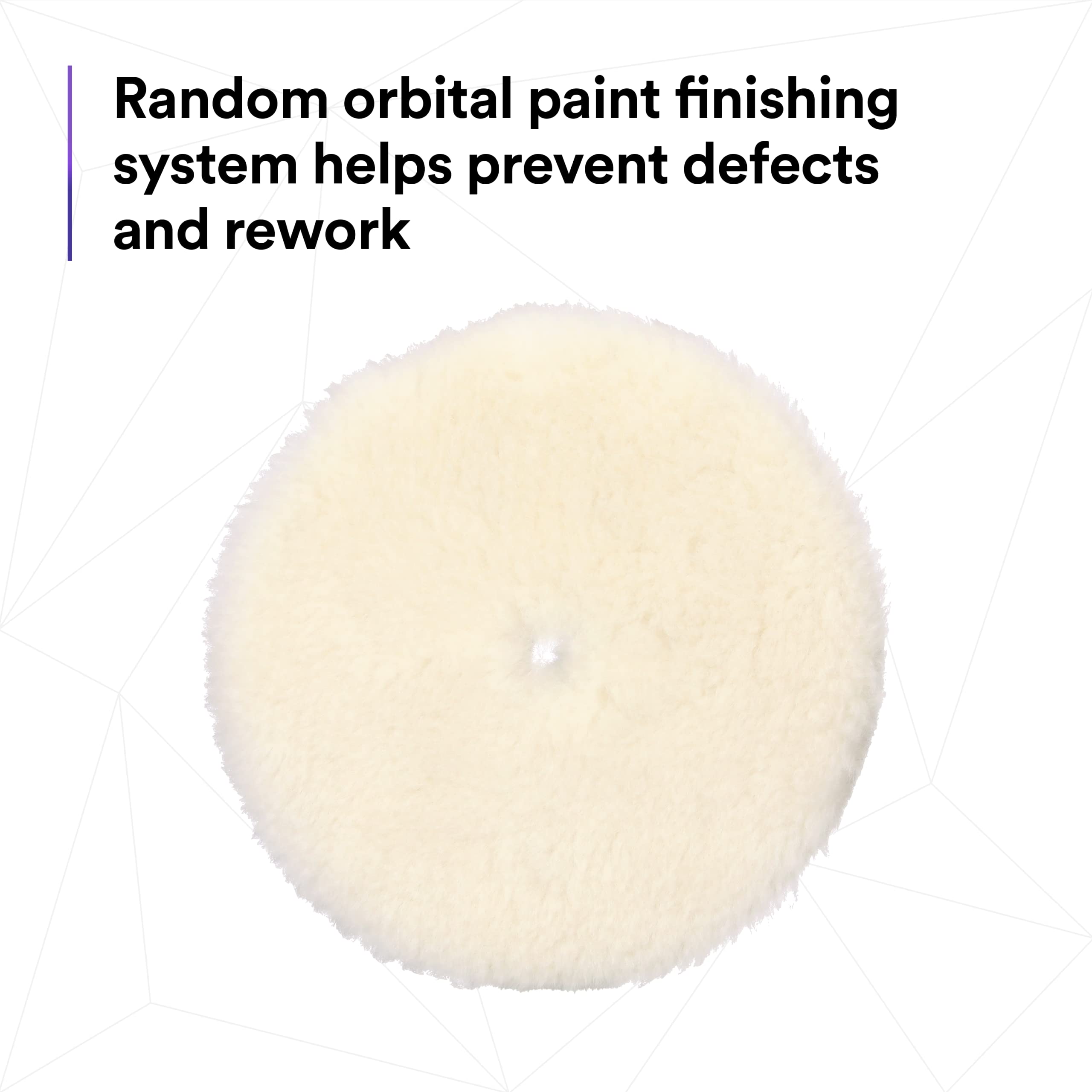 3M Perfect-It Random Orbital Medium Wool Pad side view highlighting ergonomic size for versatile polishing.