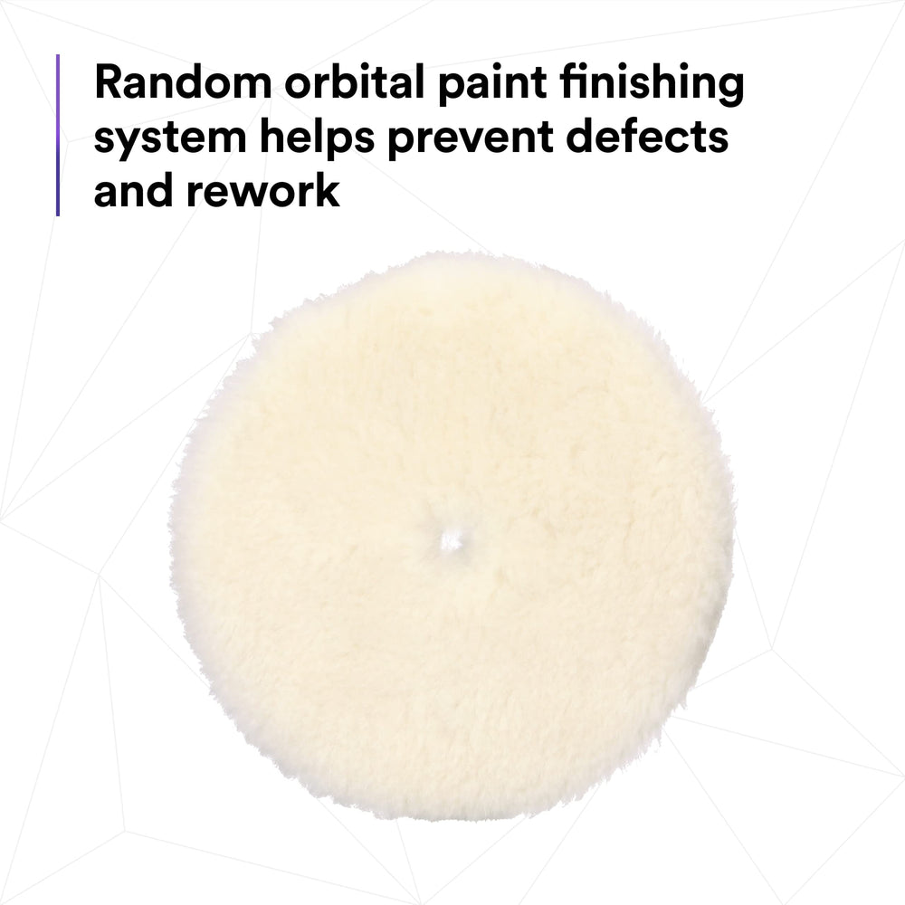 3M Perfect-It Random Orbital Medium Wool Pad side view highlighting ergonomic size for versatile polishing.
