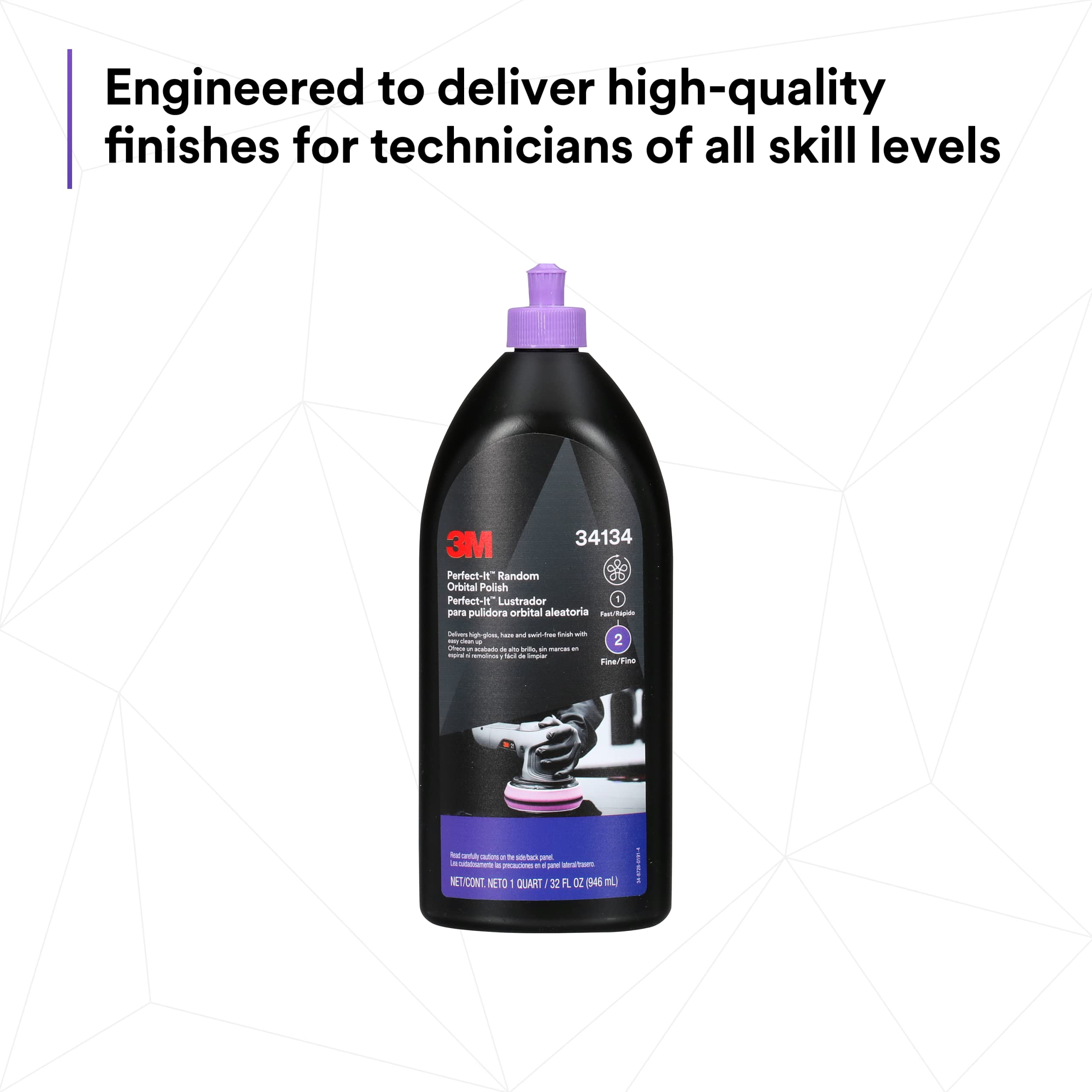 3M Perfect-It orbital polish buffing action on a panel