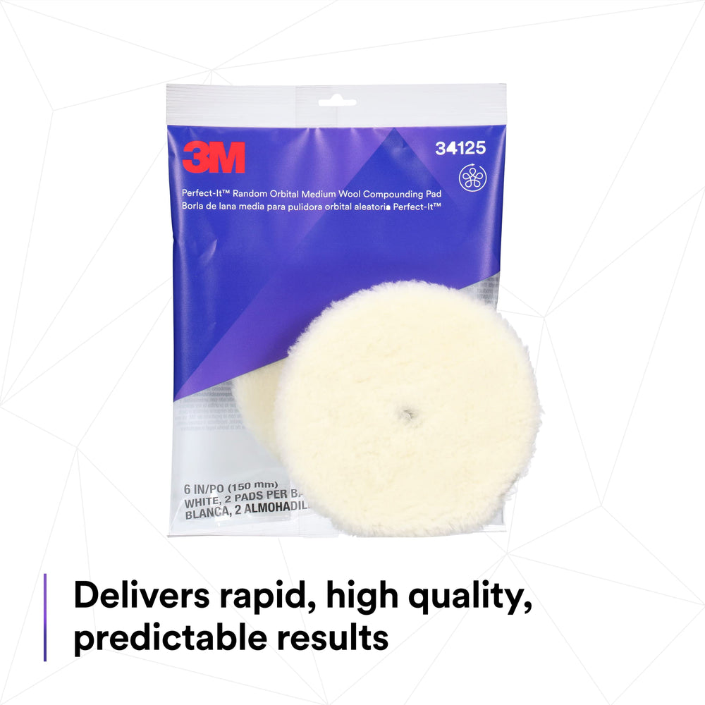 3M Perfect-It random orbital polisher with wool pad delivers controlled, safe cutting