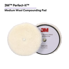 3M Perfect-It 6-inch white wool pad side view for even compound distribution