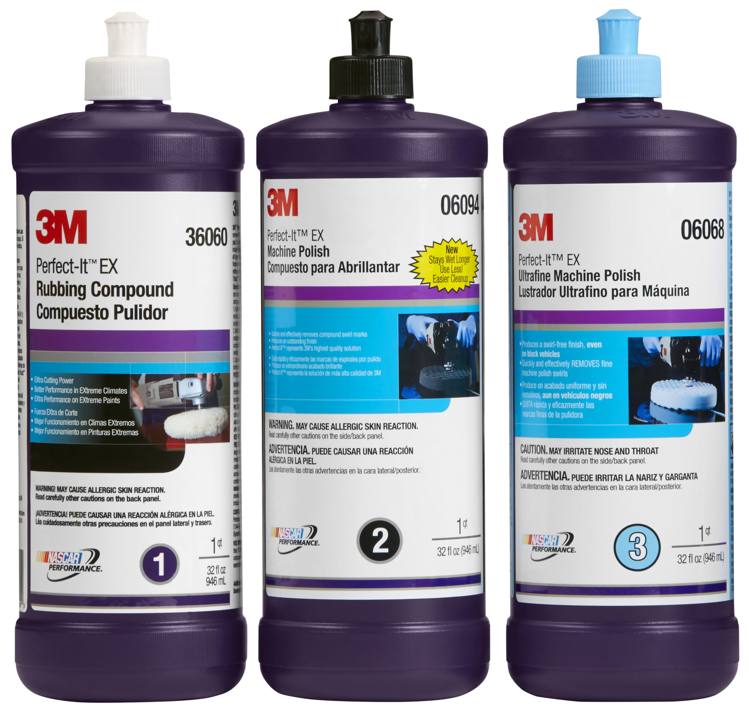 3M Perfect-It Ultrafine residue wipe-down shows reduced sling and clean results.