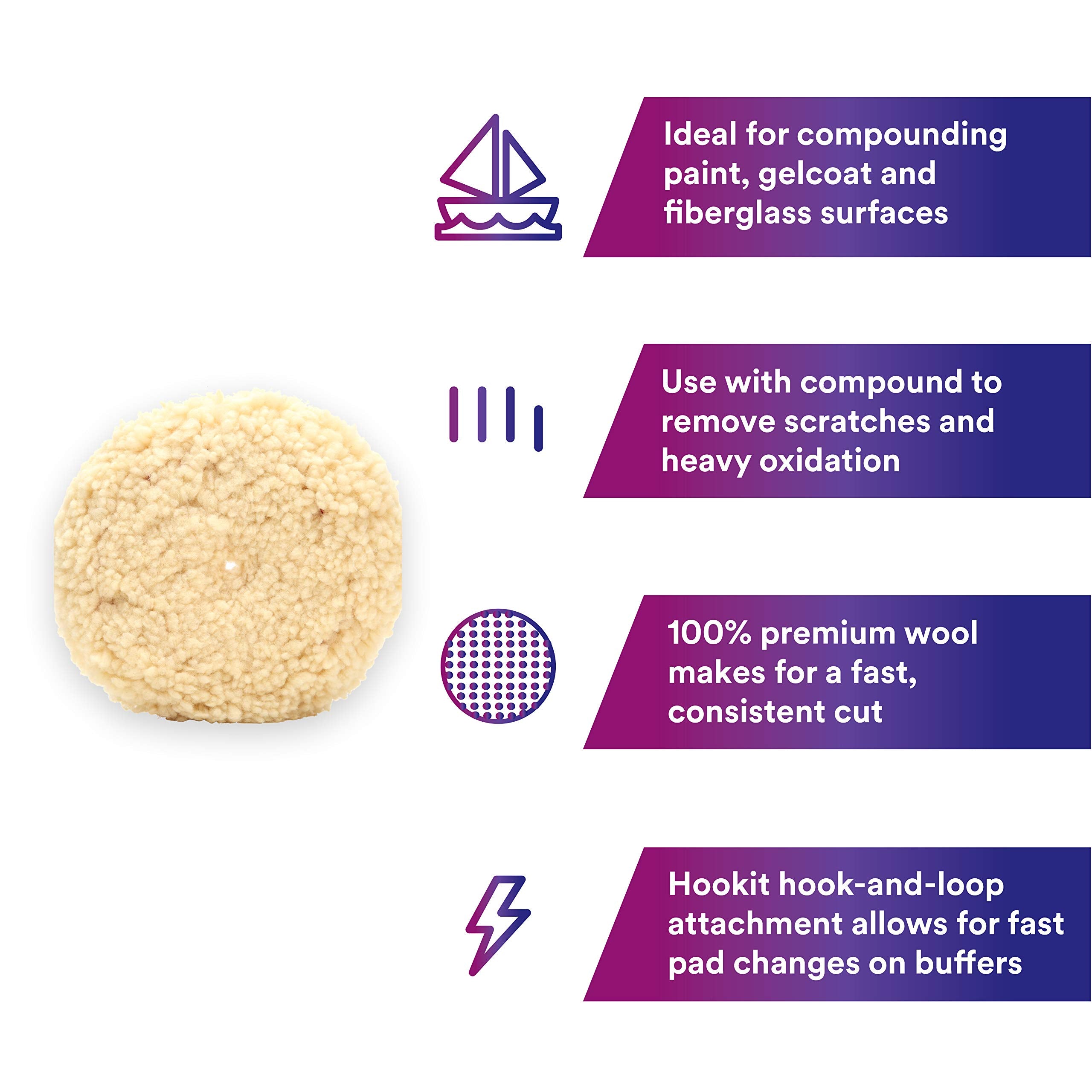 3M Perfect-It wool pad on car surface refines heavy oxidation for a refined finish