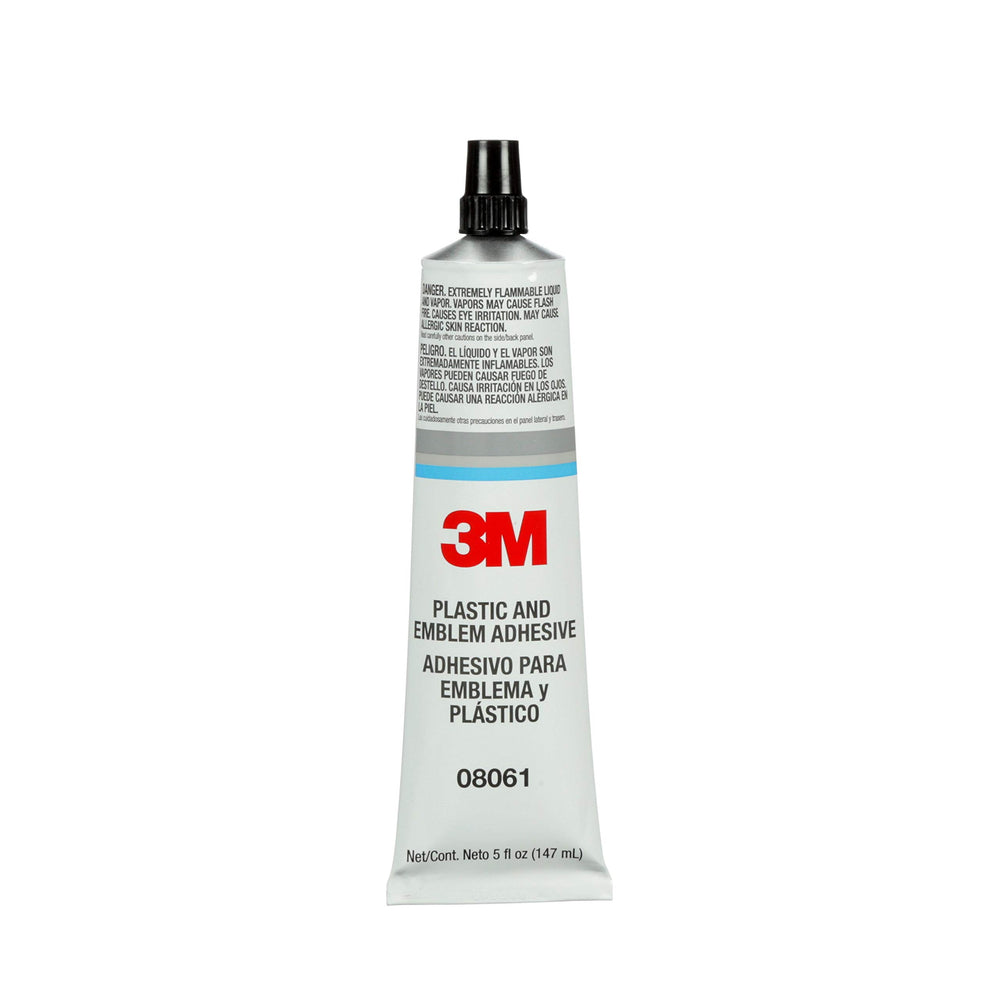 3M Plastic and Emblem Adhesive 08061 bonds emblem surfaces securely.
