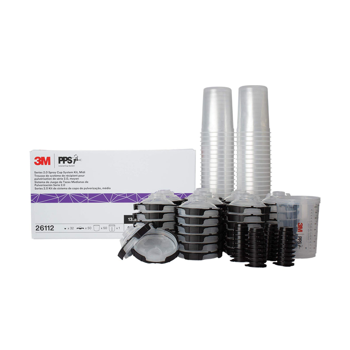 3M PPS 2.0 midi paint cup with locking lid for clean, controlled spraying.