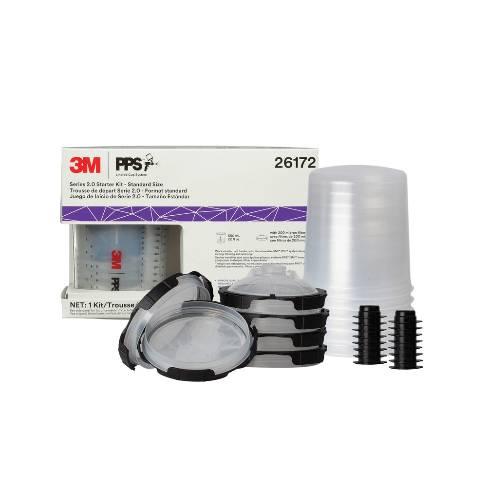 3M PPS 2.0 spray cup system kit with cup and lids for cleaner finishes