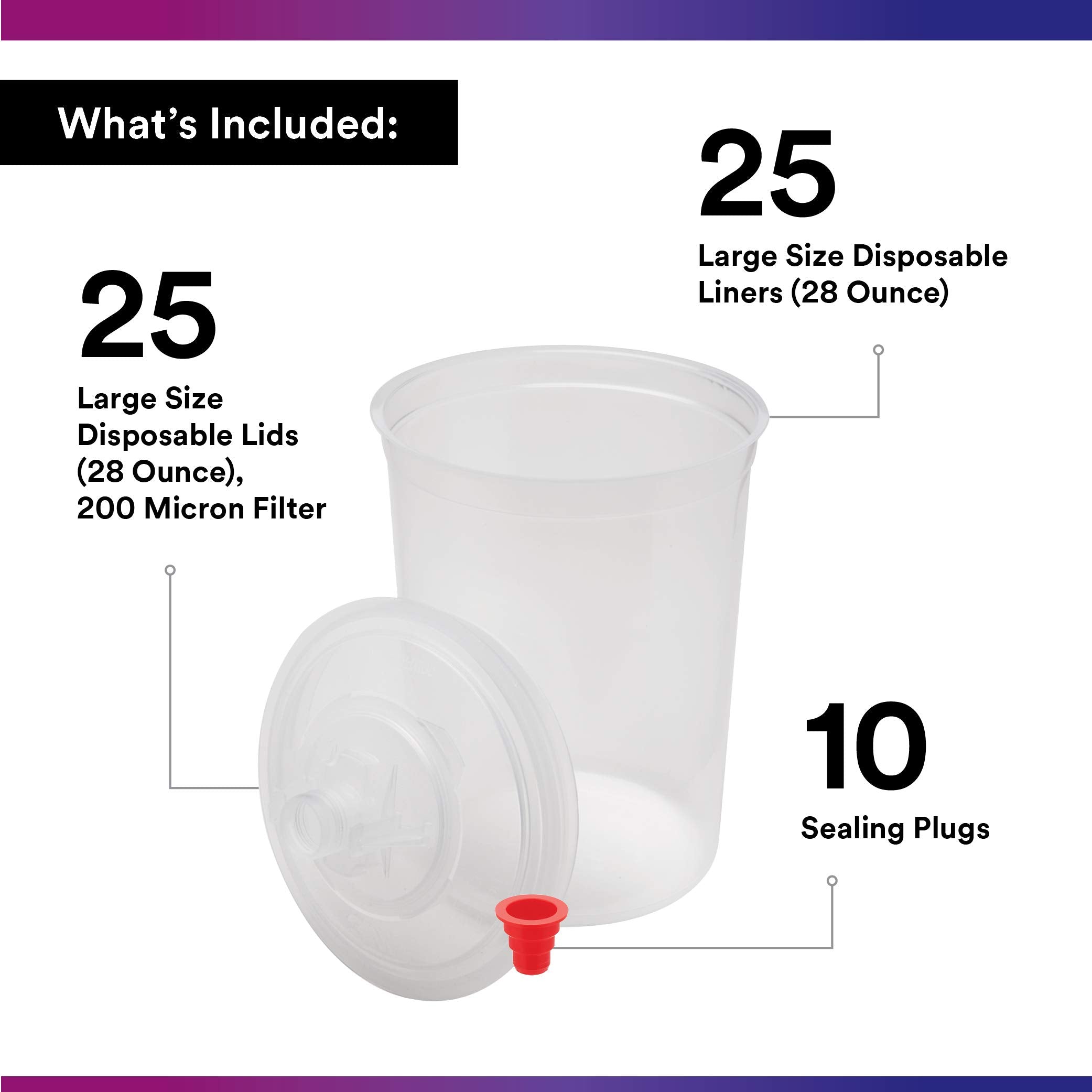 3M PPS lid with built-in 200-micron filter for better straining.