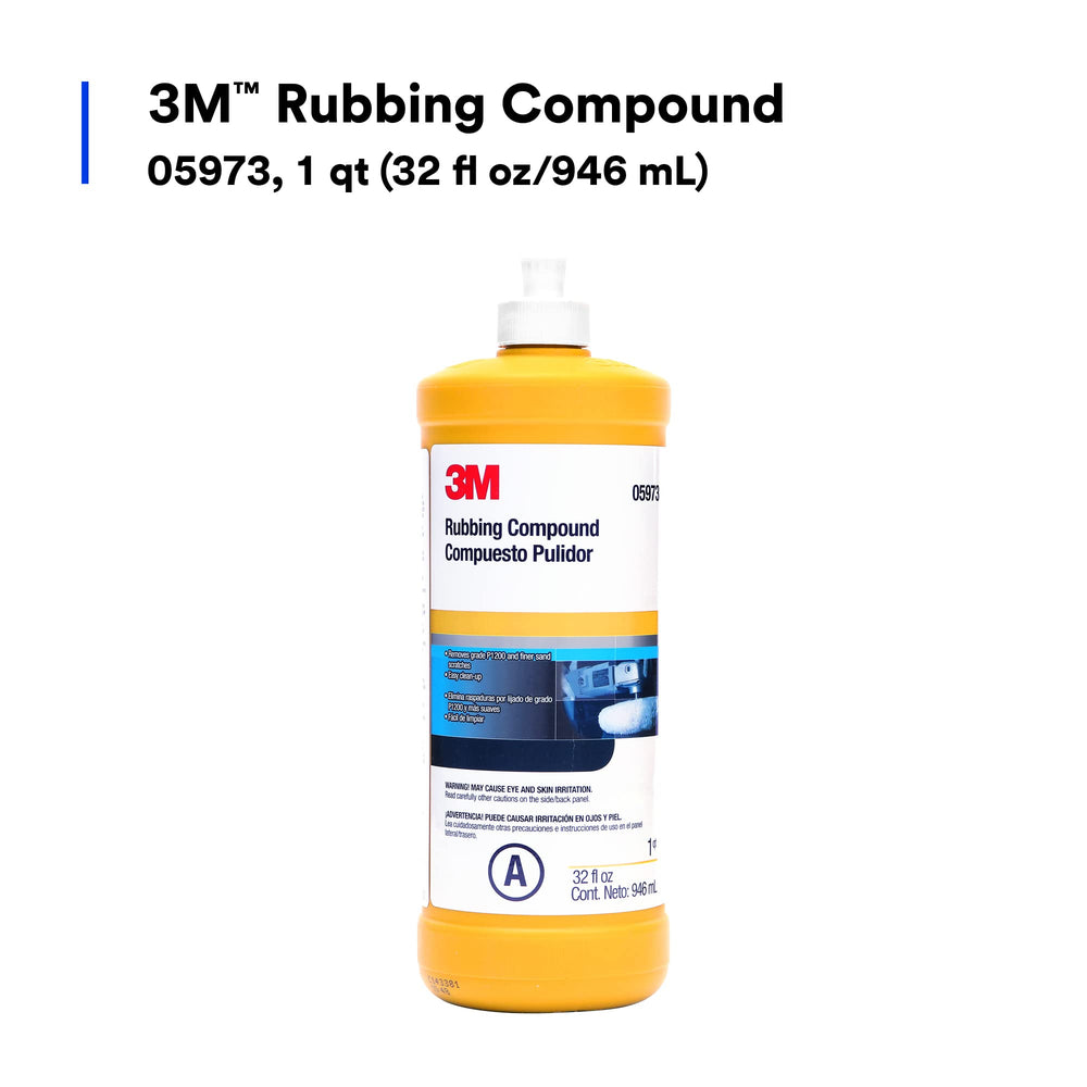 3M 05973 rubbing compound bottle pour enables even application for faster results.