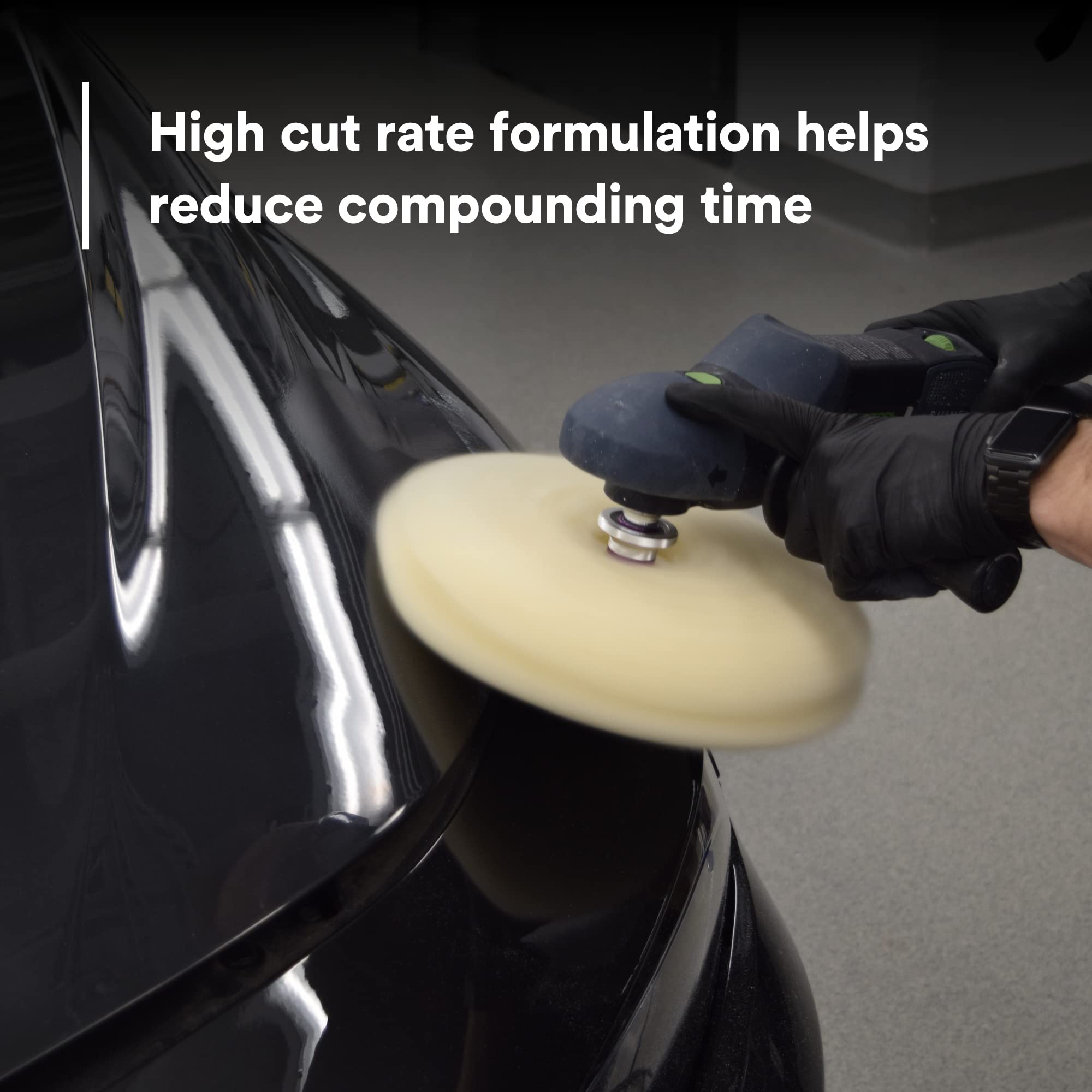 3M 05973 rubbing compound on clearcoat improves gloss and smoothness.