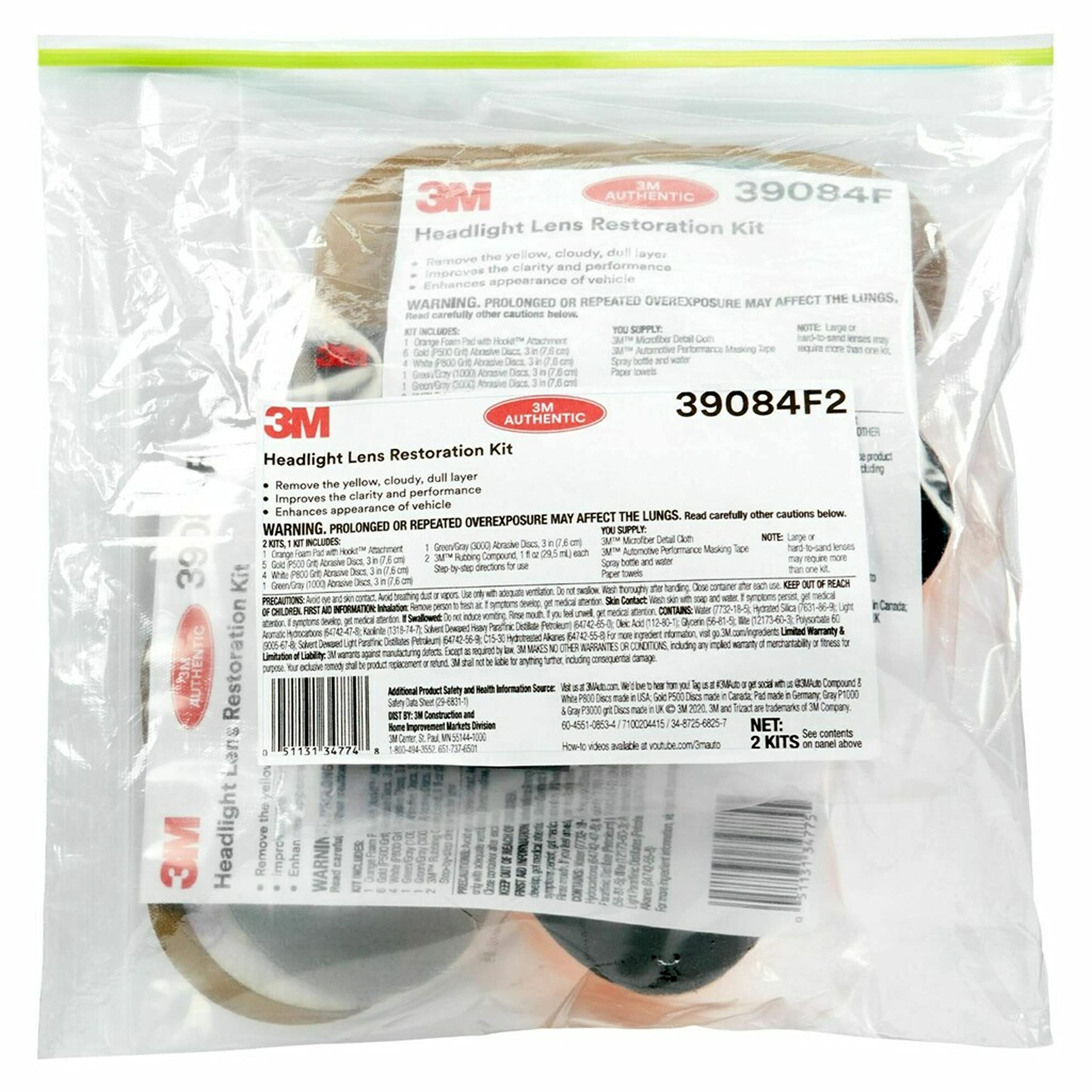 3M sanding discs illustrate progressive refinements on cloudy lenses