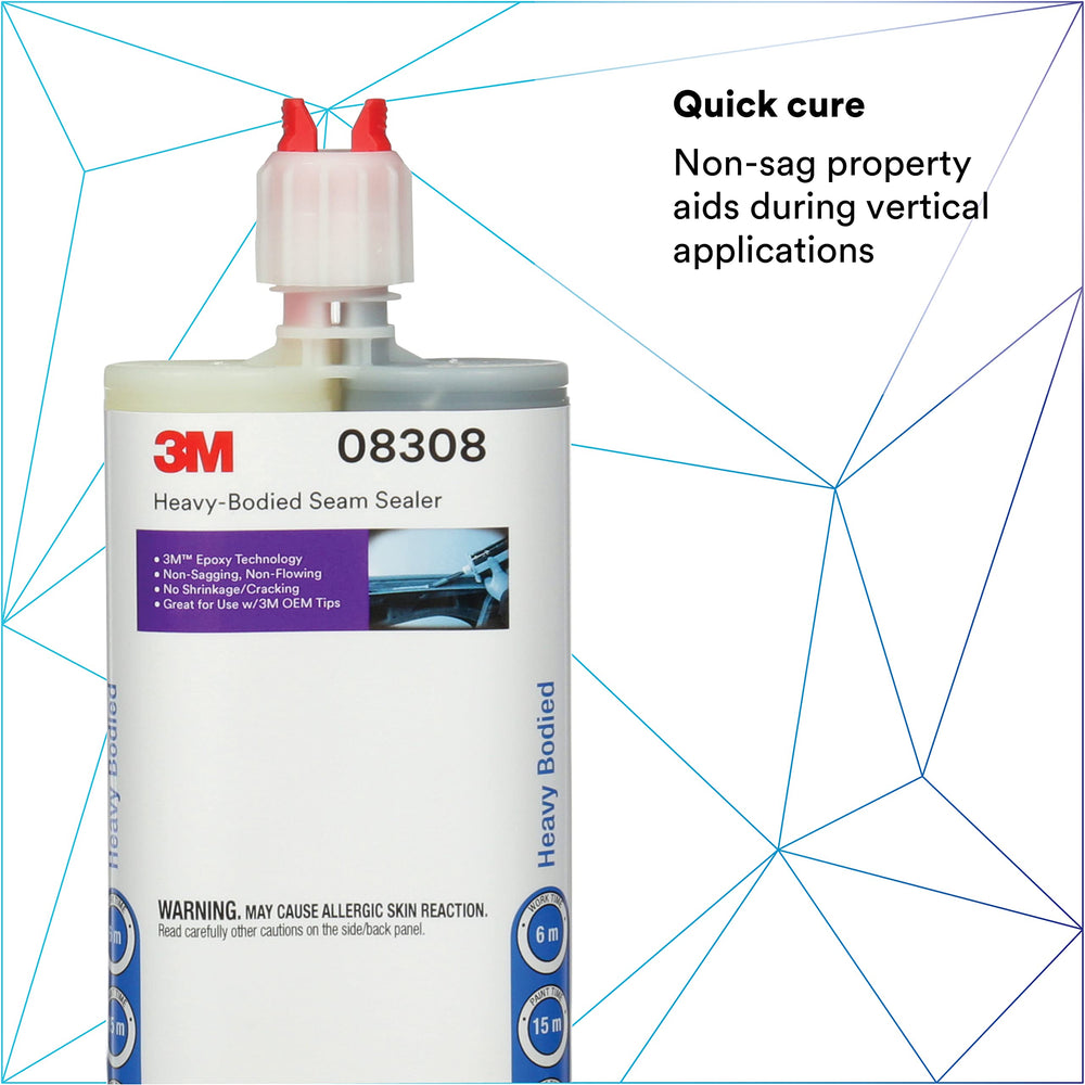 3M Heavy-Bodied Seam Sealer in 200 ml black cartridge for automotive seams.