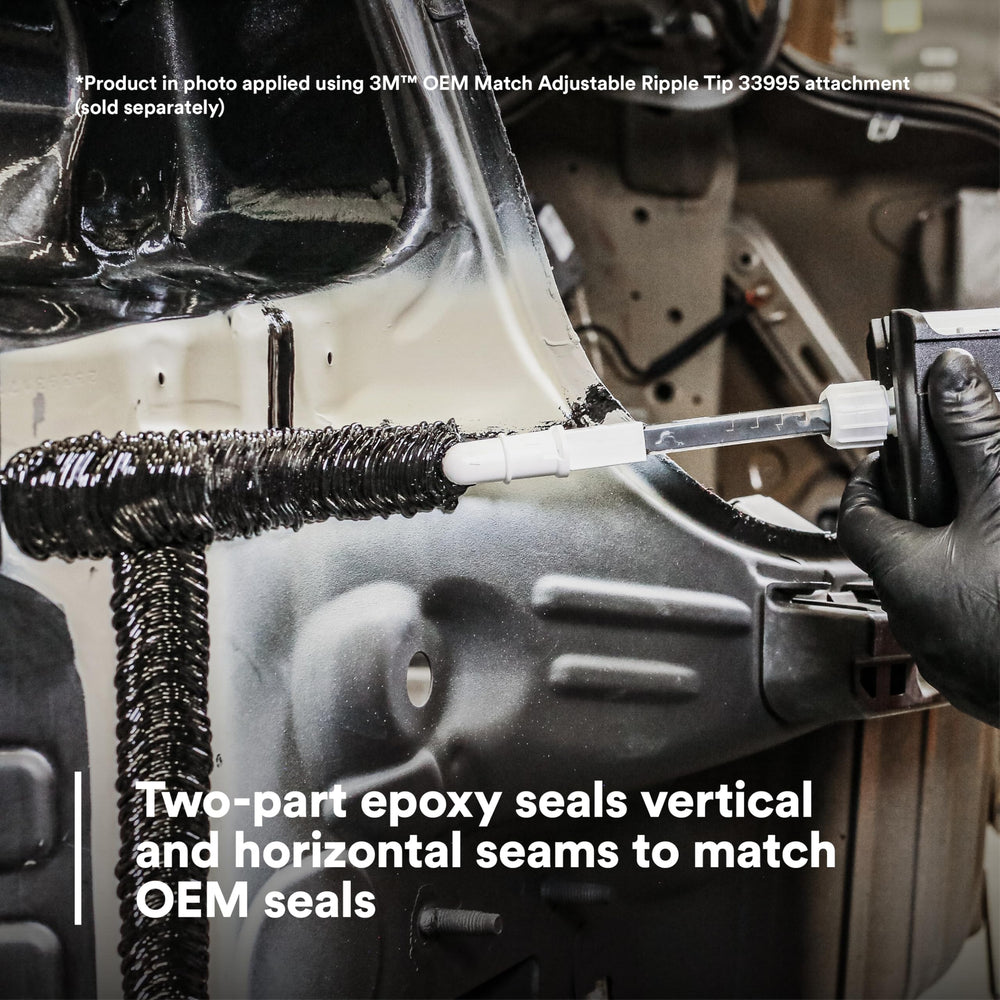 3M Heavy-Bodied Seam Sealer non-flowing formula provides stable bead on vertical seams.