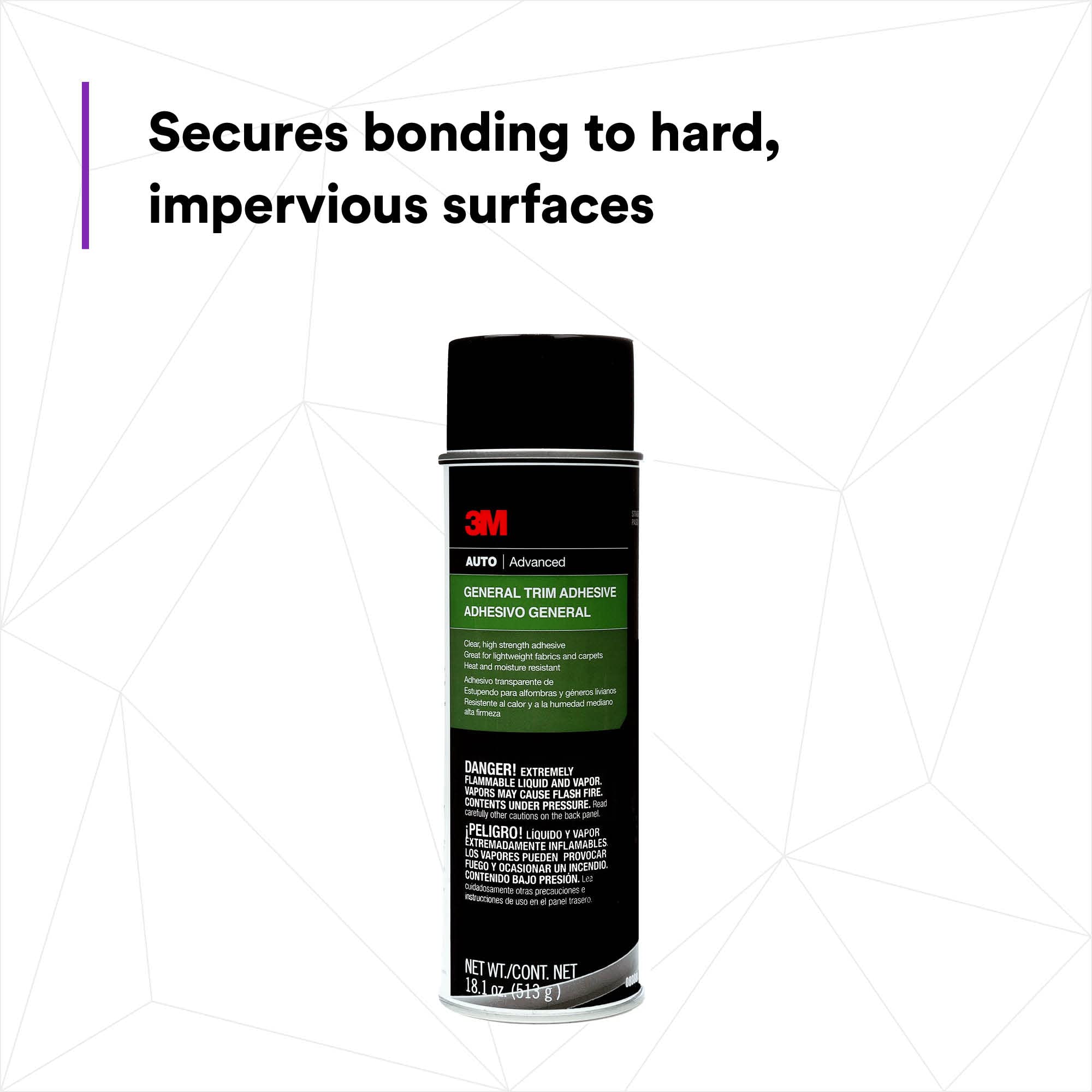 3M General Trim Adhesive 08088 dries clear for a low-profile finish.
