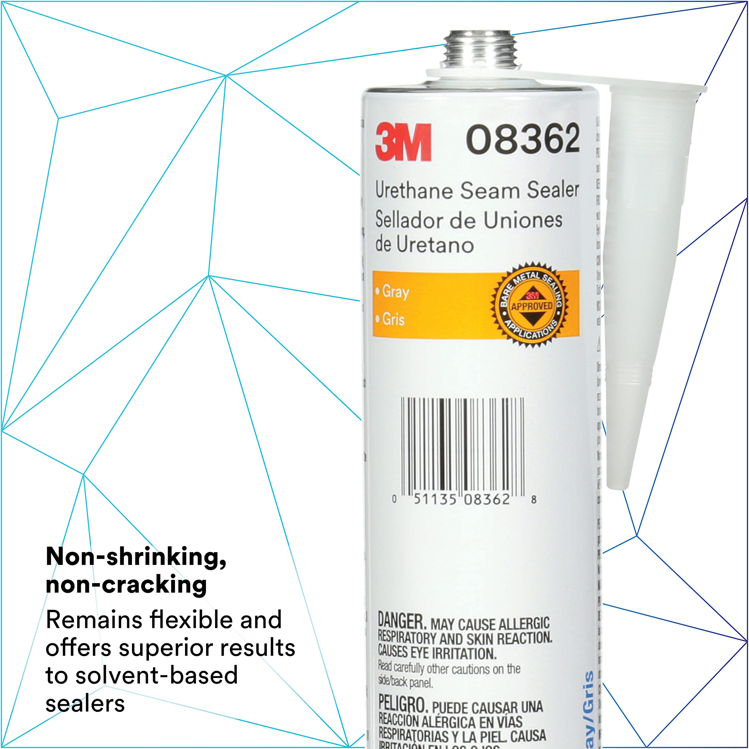 3M Urethane Sealer 08362 curing with a painted finish over a seam.