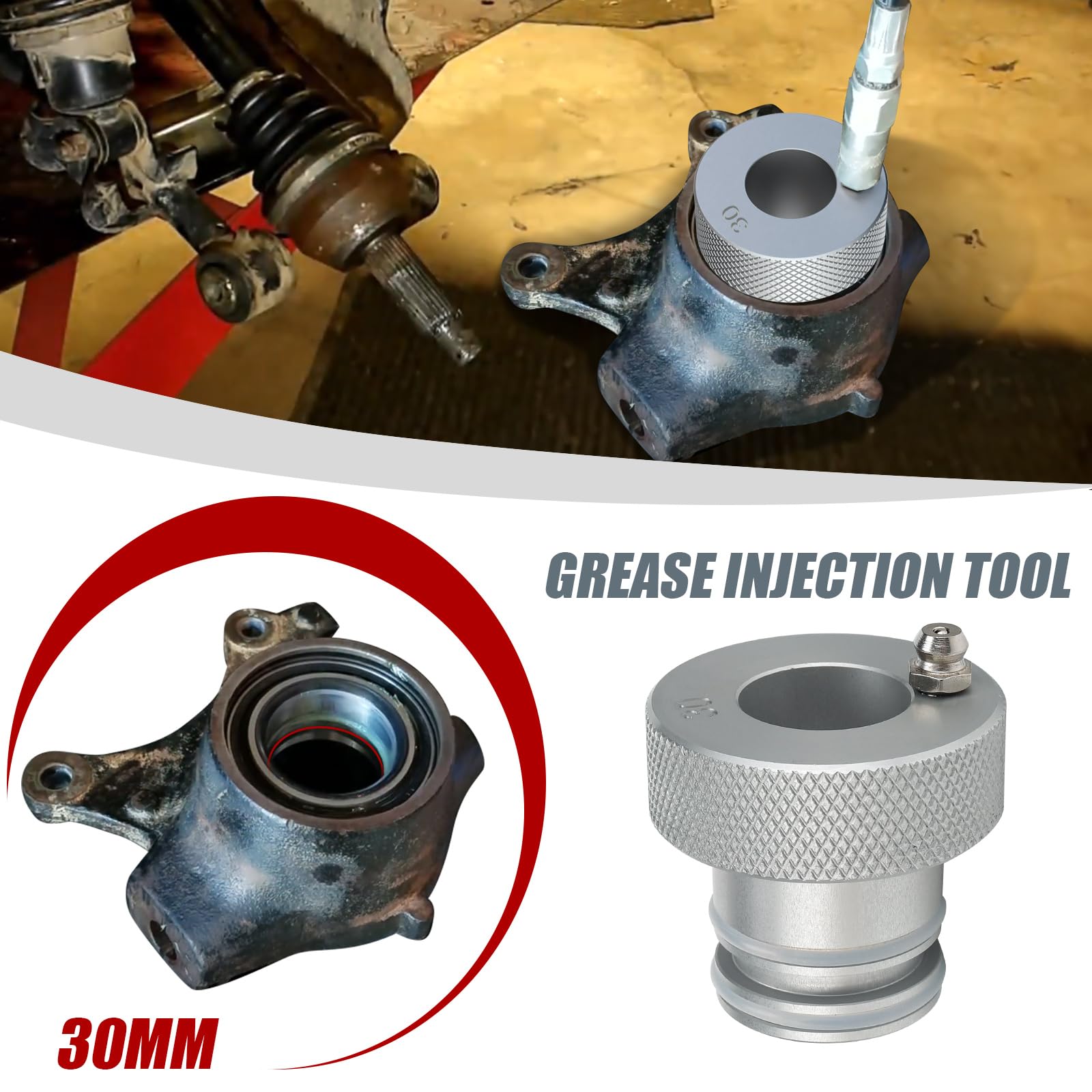 3mirrors wheel bearing greaser tool side view shows compact aluminum body