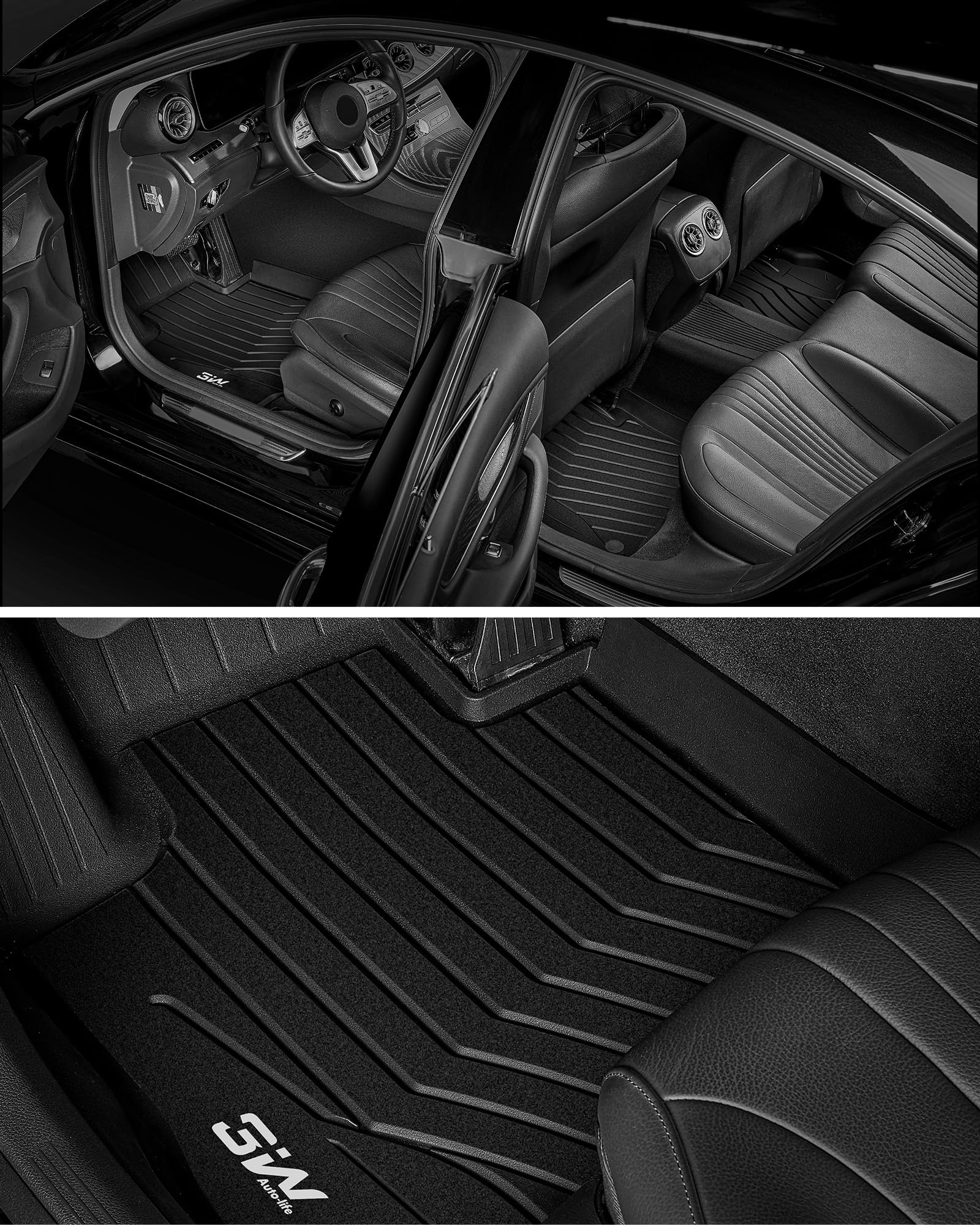 3W Benz E-Class floor mats black color complements interior style.