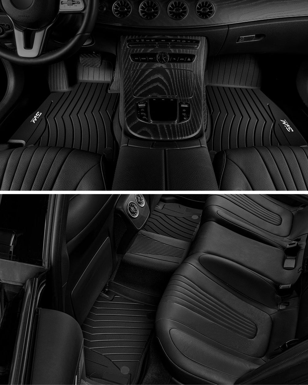 3W Benz E-Class floor mats full set for front and rear rows.