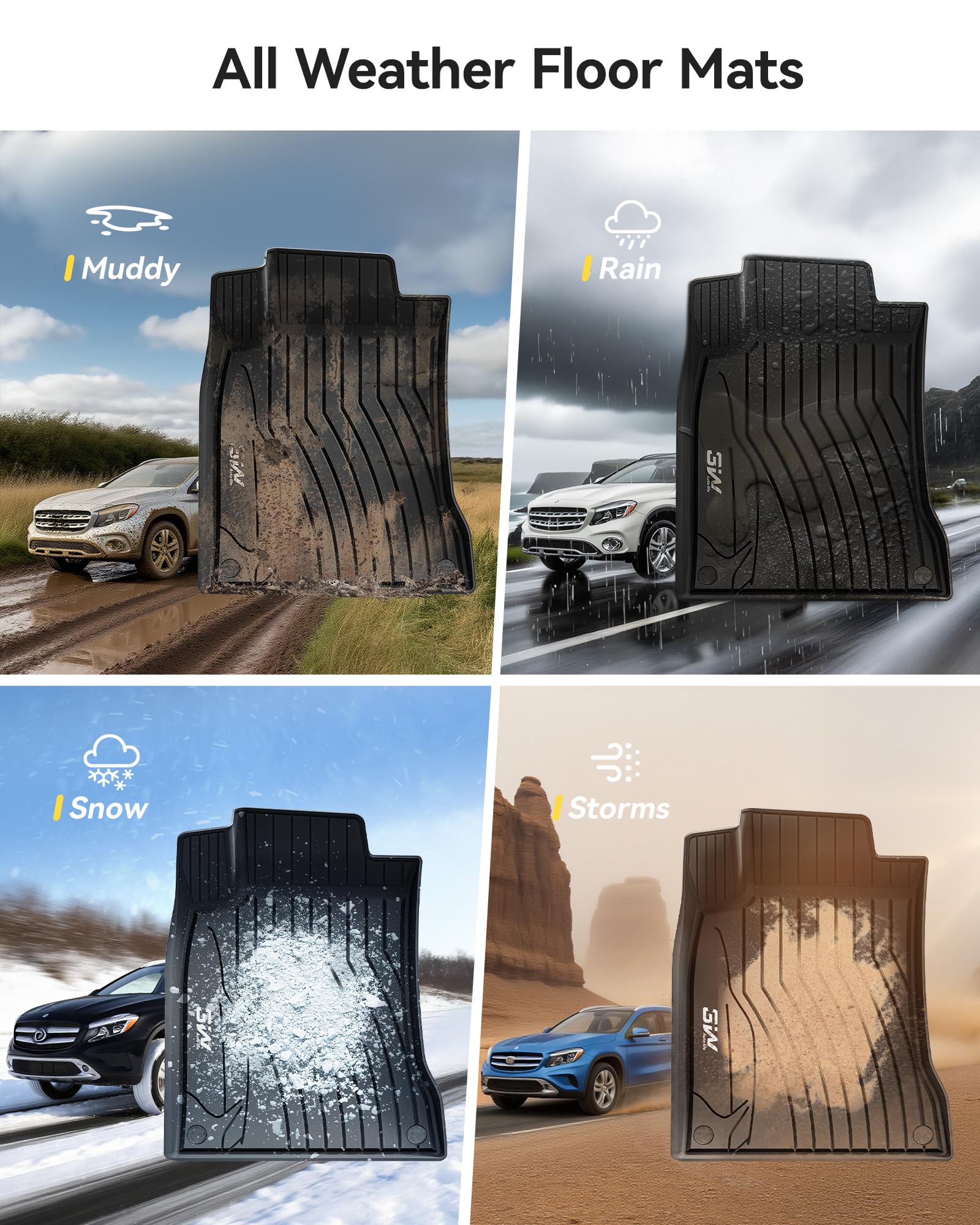 3W GLA floor mats include a lifetime warranty.