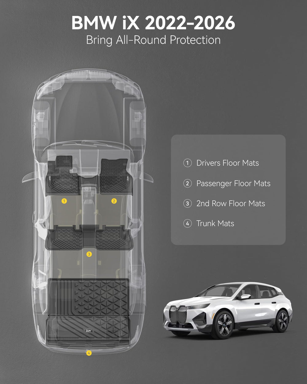 3W BMW iX cargo liner in the trunk protecting cargo area