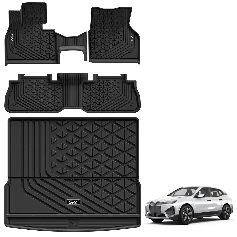 3W BMW iX front row floor mat with edge-to-edge protection for a clean cabin