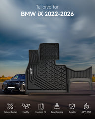 3W BMW iX second row floor mat installed for full coverage