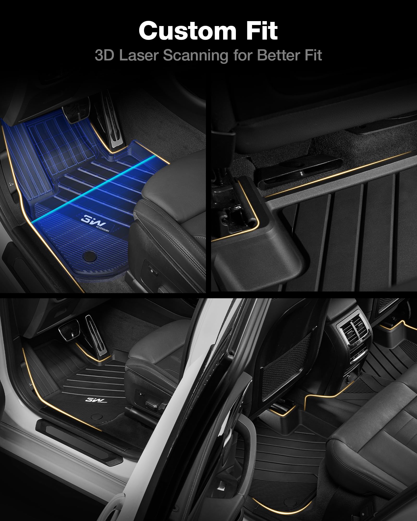 3W BMW X3 driver-side mat with non-slip surface.