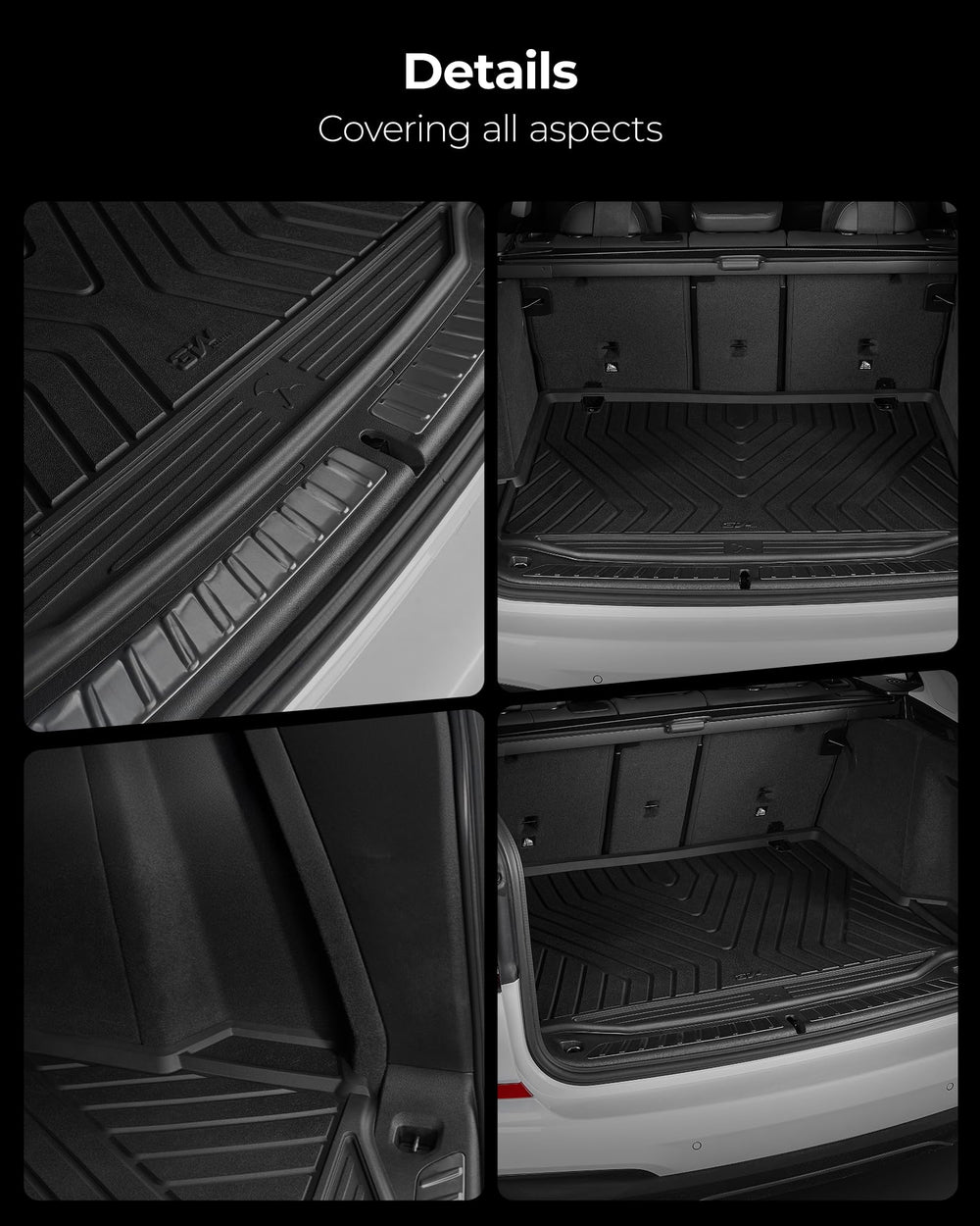Rear cargo mat installation in progress shows snug fit