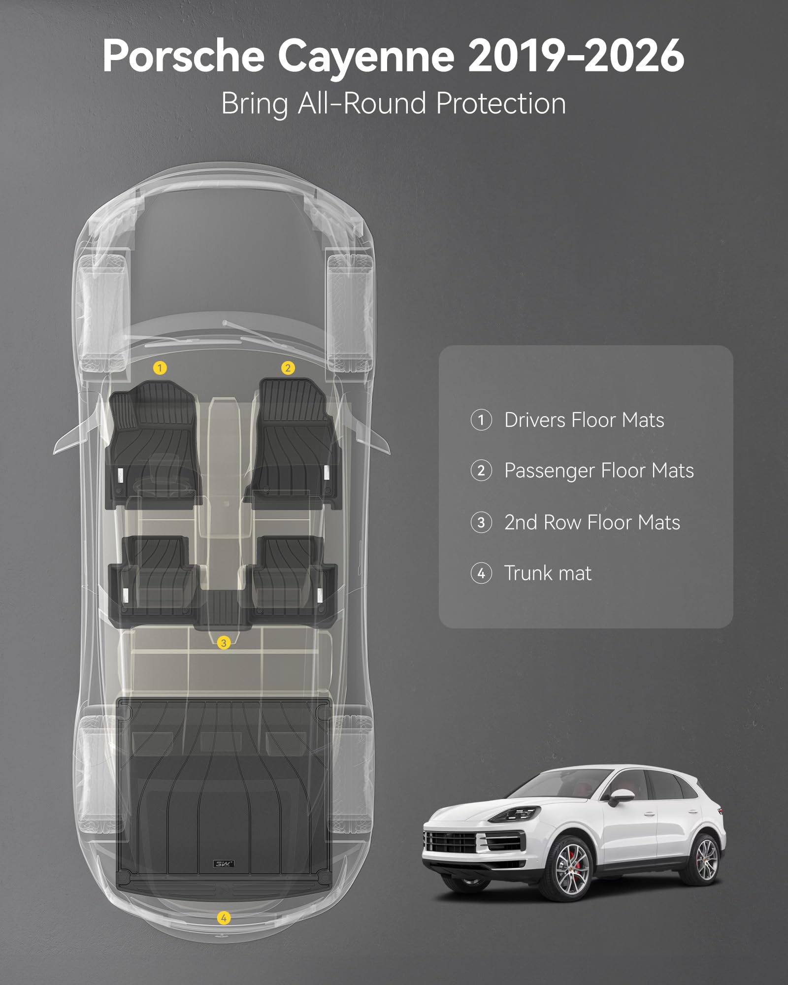 3W cargo liner for Porsche Cayenne protecting cargo area from spills