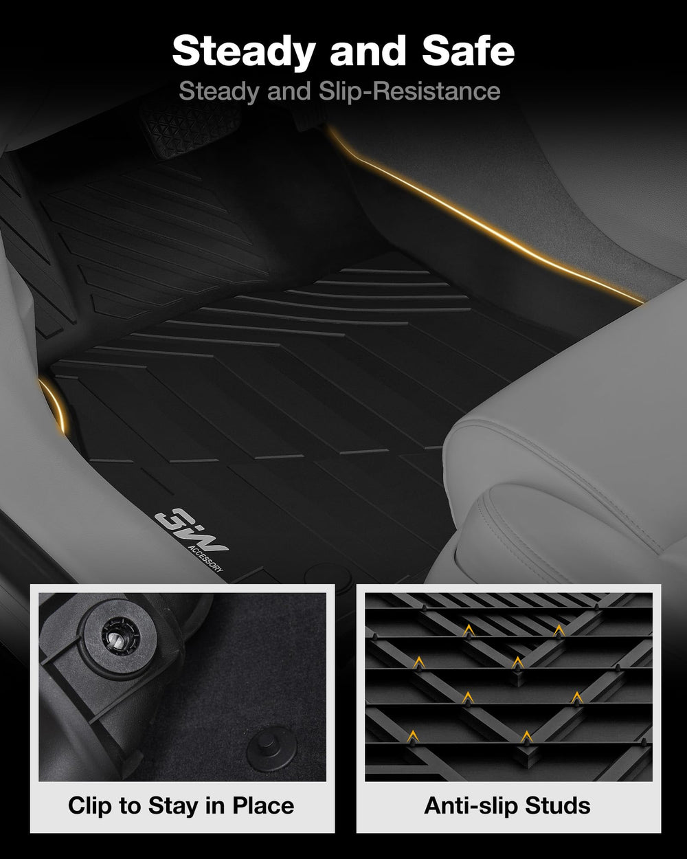 3W Cadillac XTS raised-edges provide extra spill protection on floors