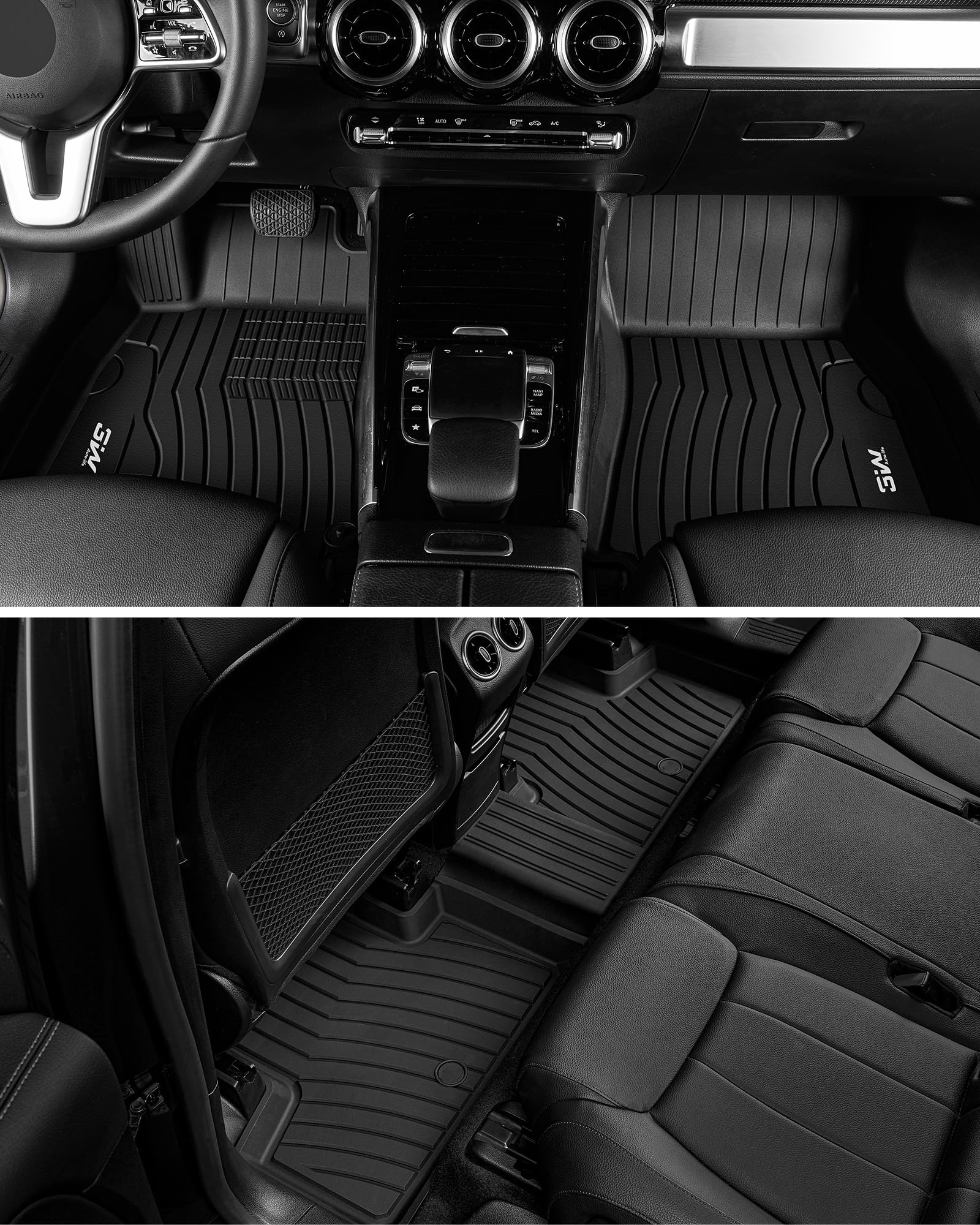 3W GLB250 passenger-side floor mat highlighting custom fit and spill resistance