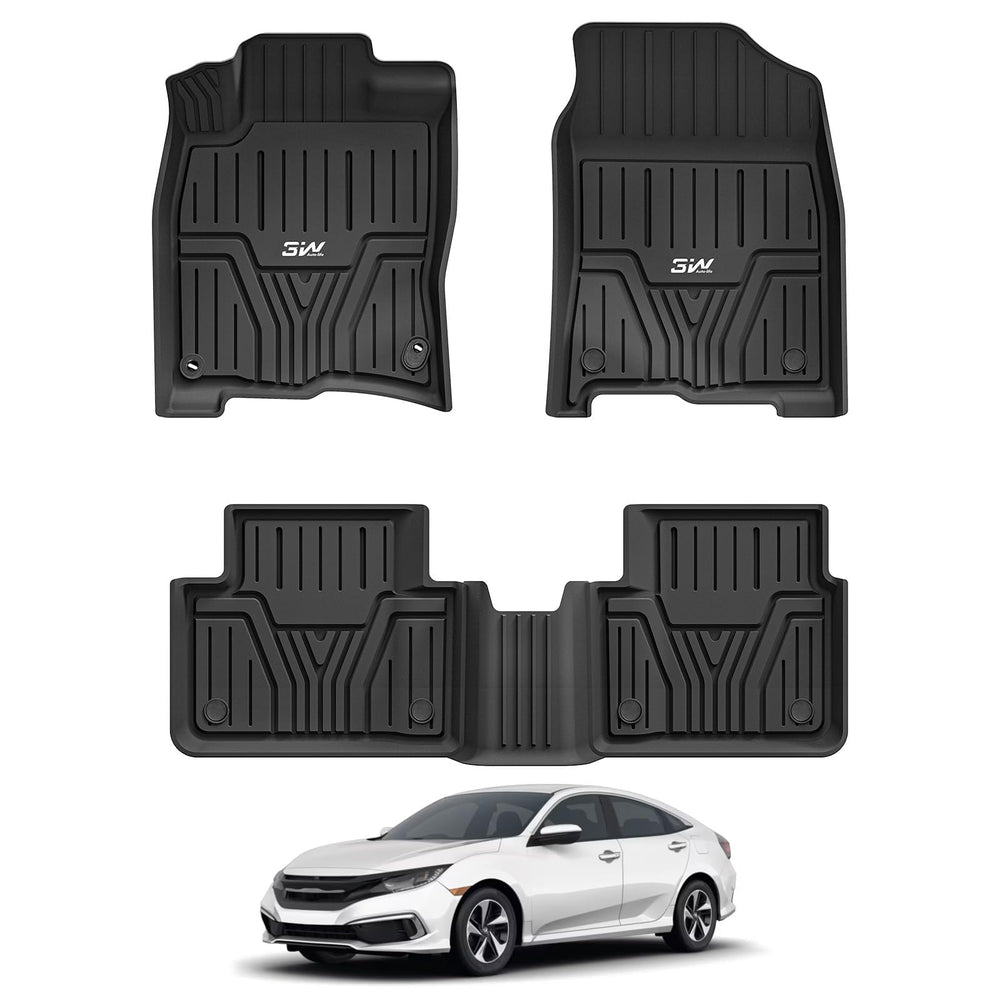 3W Honda Civic front set floor mats with edge-to-edge protection and durability.