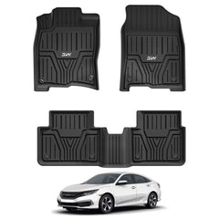 3W Honda Civic front set floor mats with edge-to-edge protection and durability.