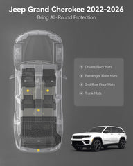3W floor mats for Jeep Grand Cherokee WL second-row mats for full interior coverage