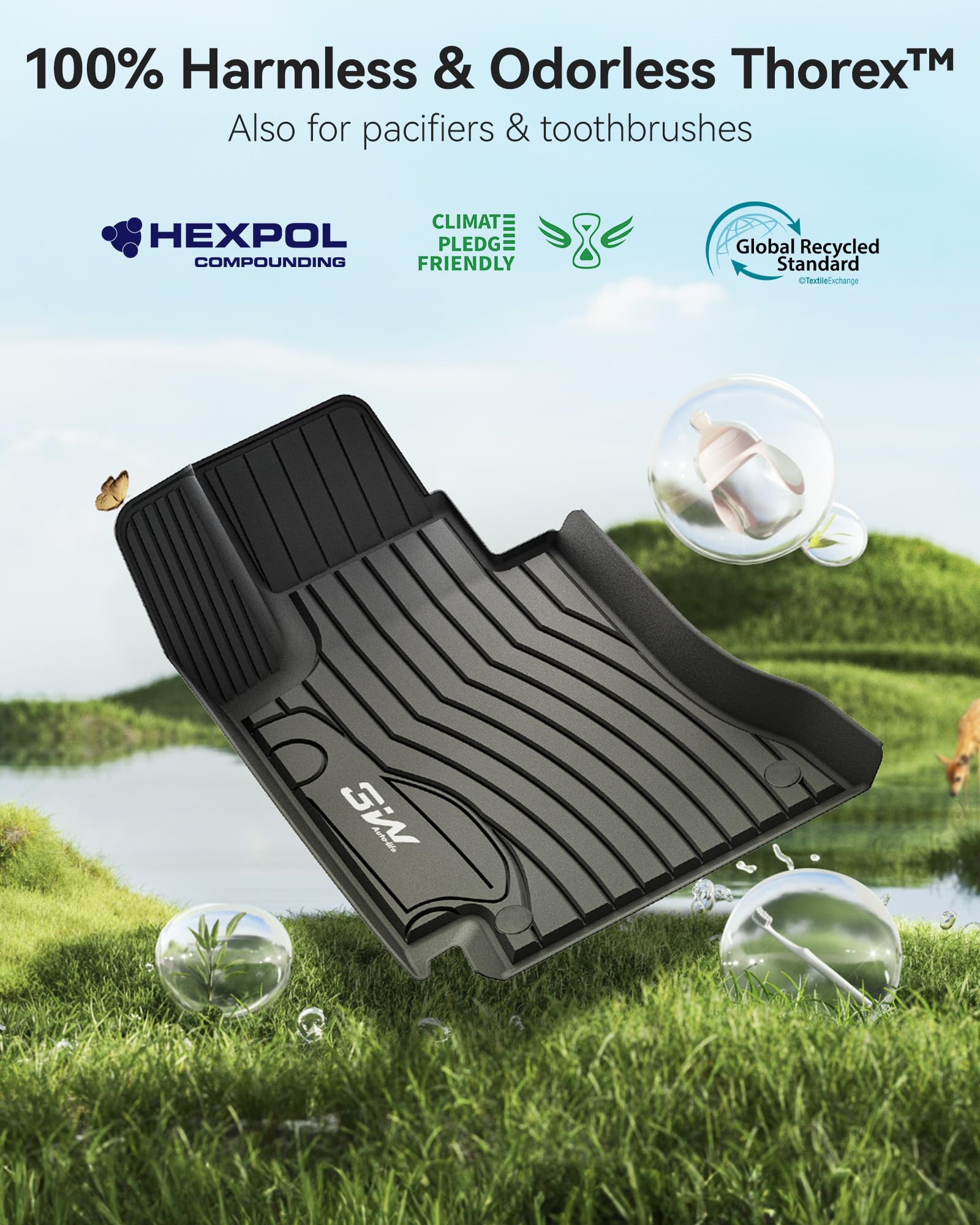 3W Mercedes C300-compatible floor mats cover model-specific areas