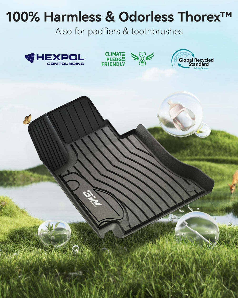 3W Mercedes C300-compatible floor mats cover model-specific areas