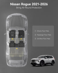 3W Rogue driver-side floor mat showing precise custom fit