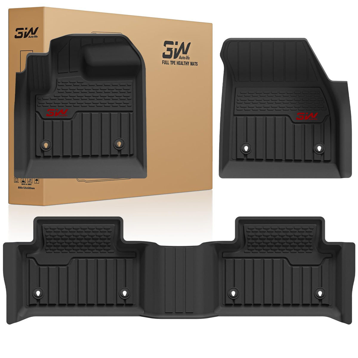3W Land Rover Evoque front-row floor mats with precise fit and full coverage