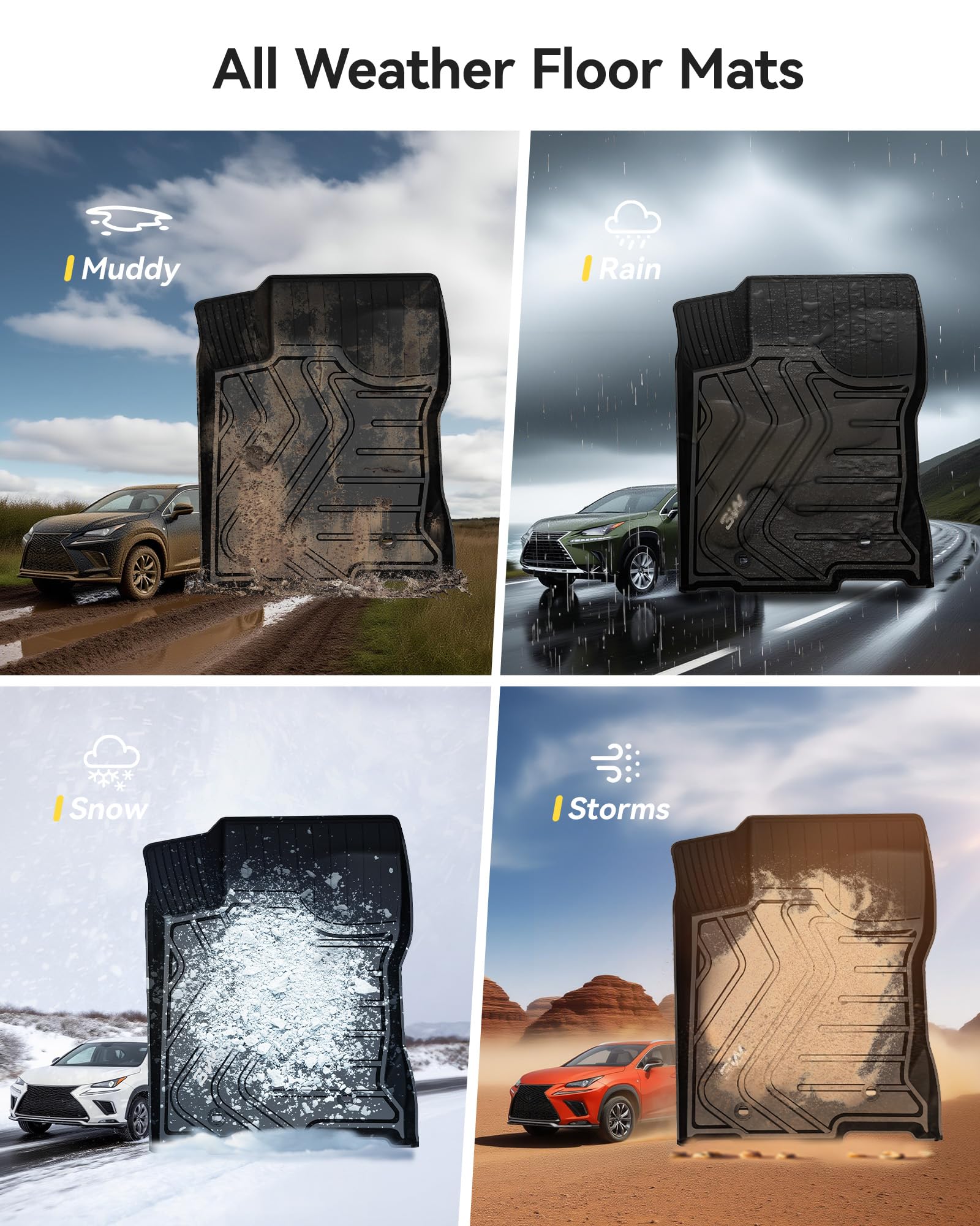 3W Lexus NX floor mats are odorless and non-toxic for a safer cabin