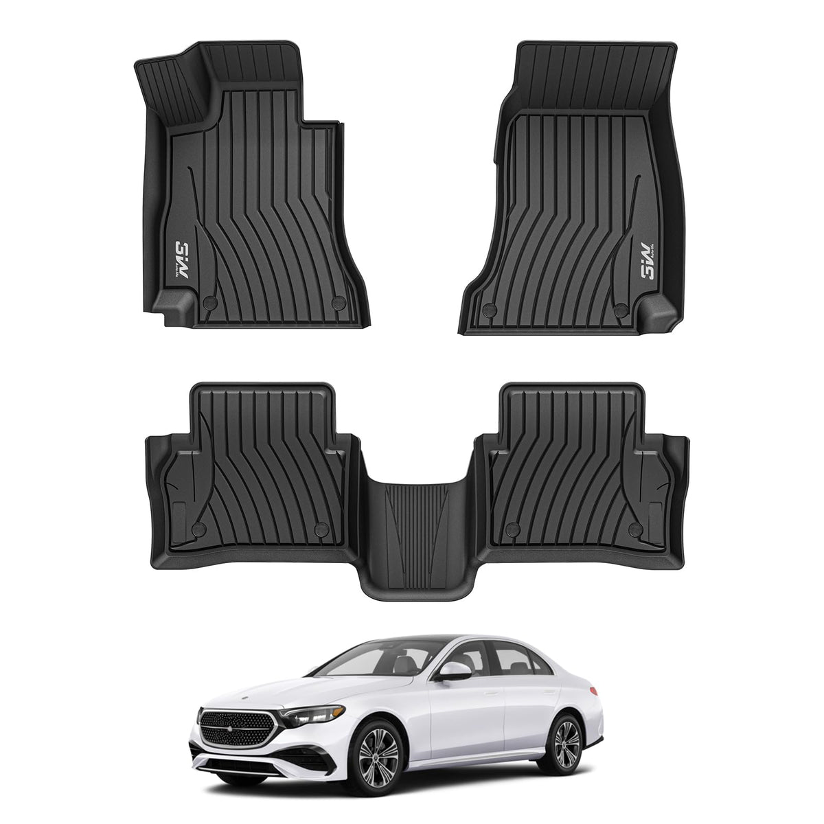 3W Mercedes E-Class floor mats full set protect all floors from dirt and moisture