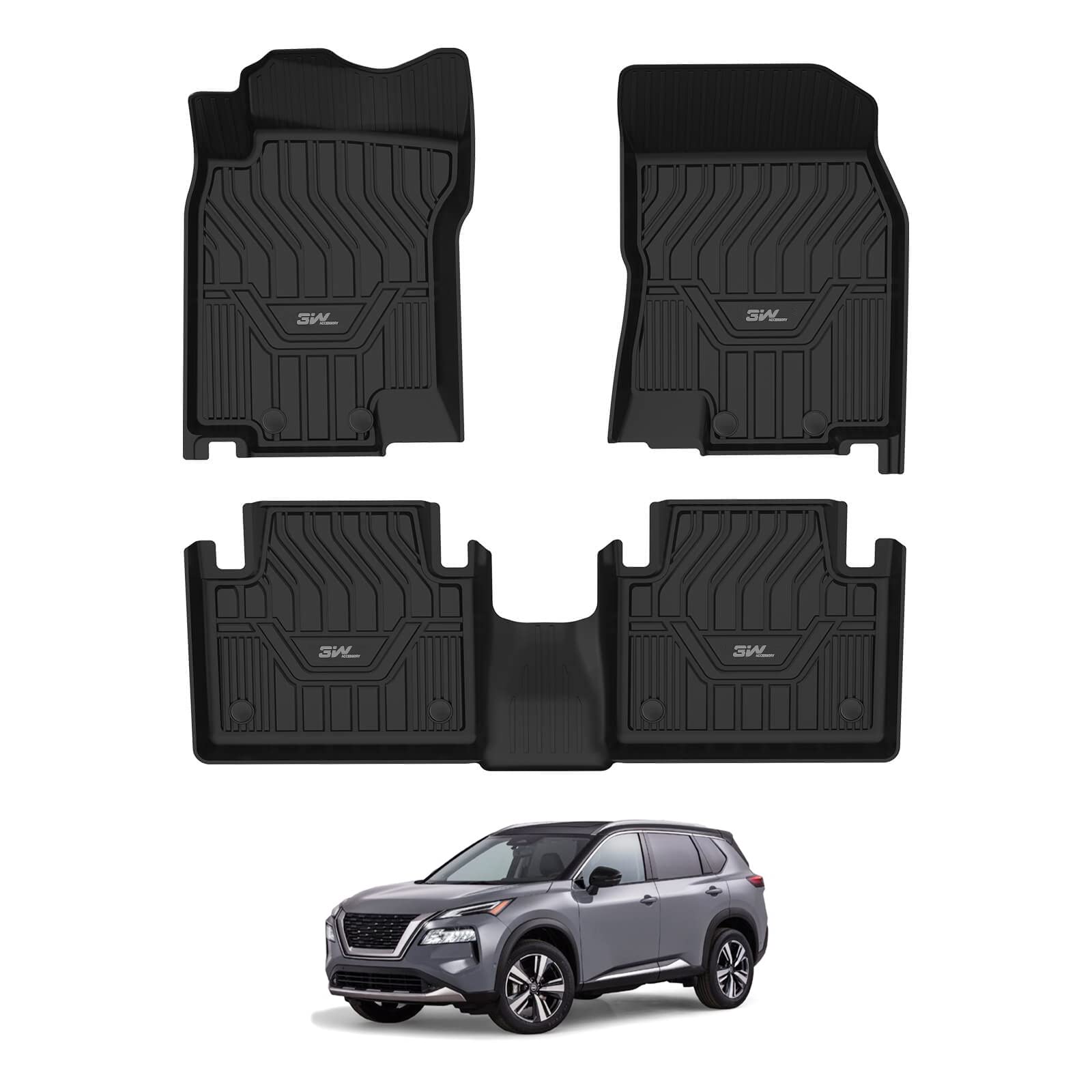 3W Nissan Rogue floor mats with edge-to-edge fit protect your cabin.