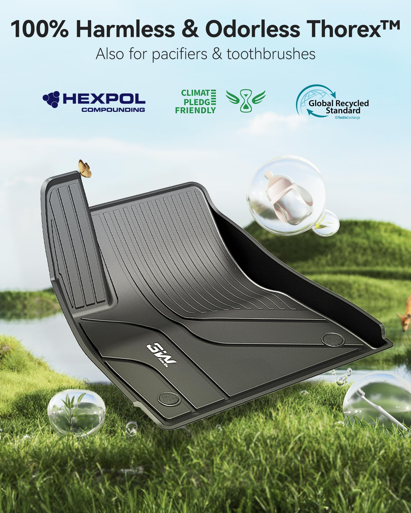 3W floor mat easy-clean surface for quick washing.
