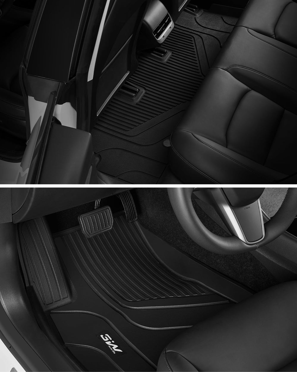 3W full-set black mats for Tesla Model 3 interior.